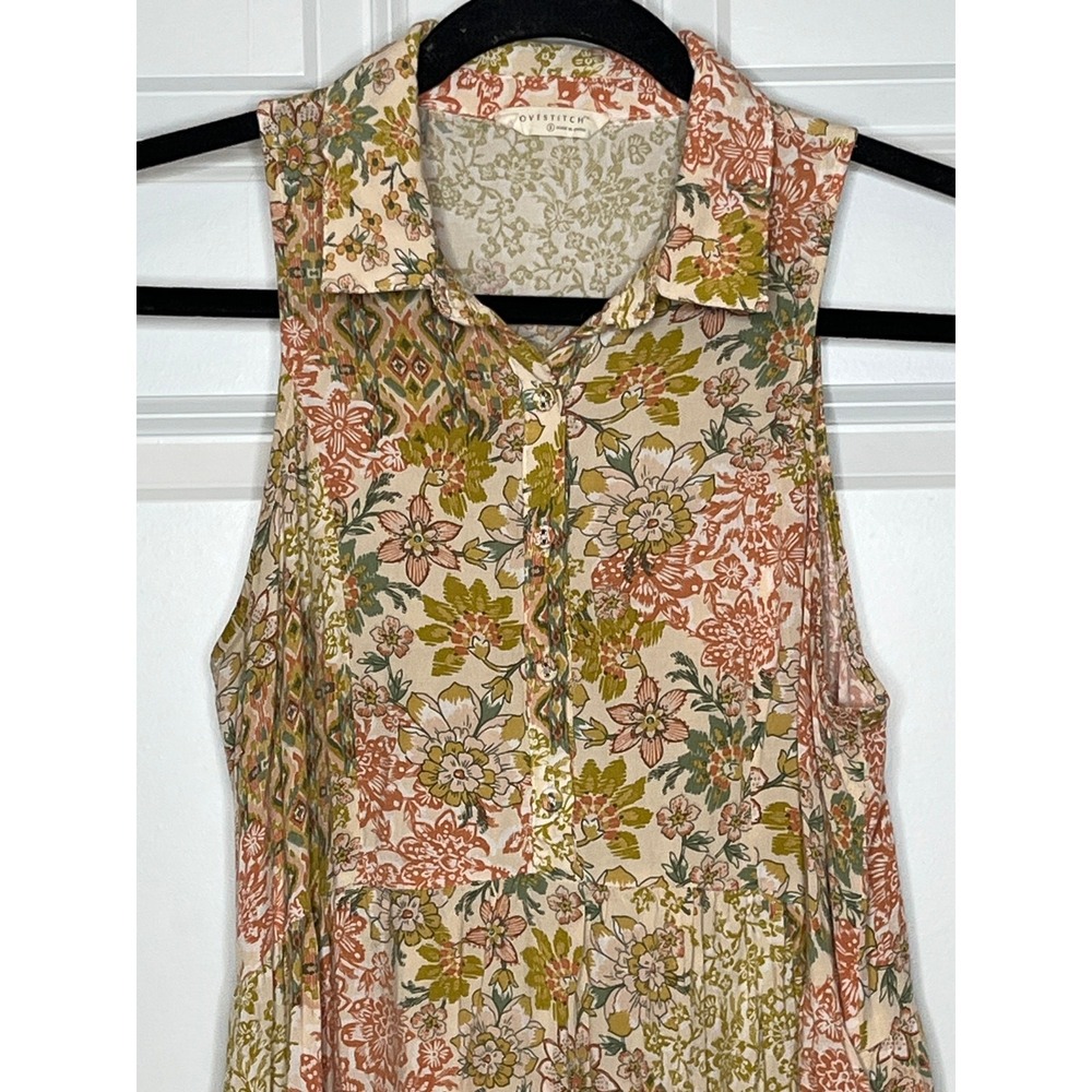 Boho Floral Maxi Dress Small Sleeveless Tiered Cottagecore Beach Flowy - Picture 5 of 12